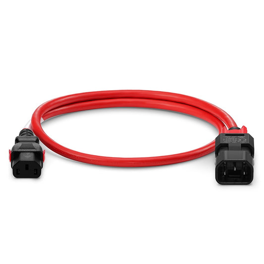 6.6ft (2m) Z-Lock Dual Locking IEC320 C14 to IEC320 C13 14AWG 250V/15A Power Extension Cord, Red