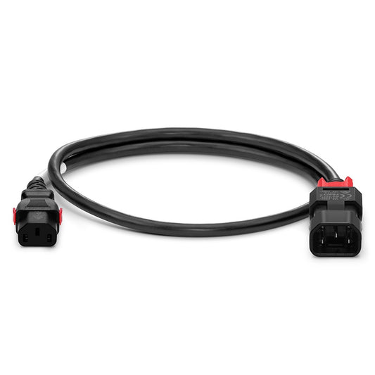 3.3ft (1m) Z-Lock Dual Locking IEC320 C14 to IEC320 C13 17AWG 250V/10A Power Extension Cord, Black