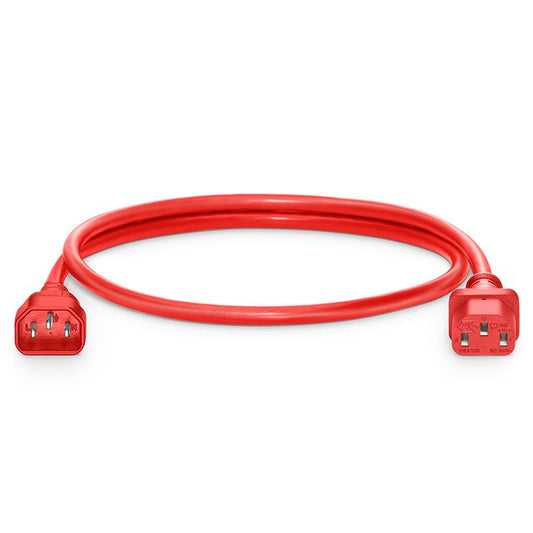 3ft (0.9m) IEC320 C14 to IEC320 C13 17AWG 250V/10A Power Extension Cord, Red