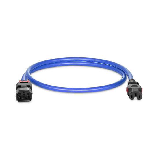 6.6ft (2.0m) Z-Lock Dual Locking IEC320 C14 to IEC320 C15 14AWG 250V/15A Power Extension Cord, Blue