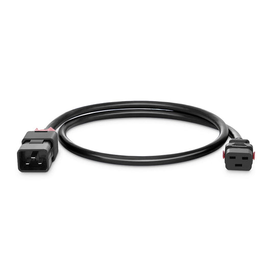 2ft (0.6m) Z-Lock Dual Locking IEC320 C20 to IEC320 C19 12AWG 250V/15A Power Extension Cord, Black