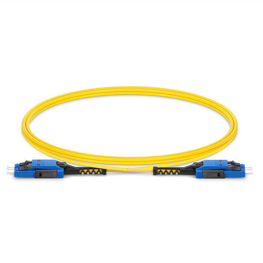 1m (3ft) LC UPC to LC UPC Flat Clip Uniboot Duplex with Push Pull Boot OS2 Single Mode PVC (OFNR) 2.0mm BIF Fiber Optic Patch Cable