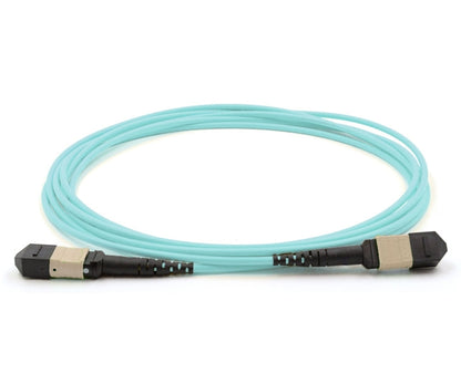 MTP Female 12 Fibers LSZH OM3 50/125 Multimode Elite Trunk Cable, Aqua