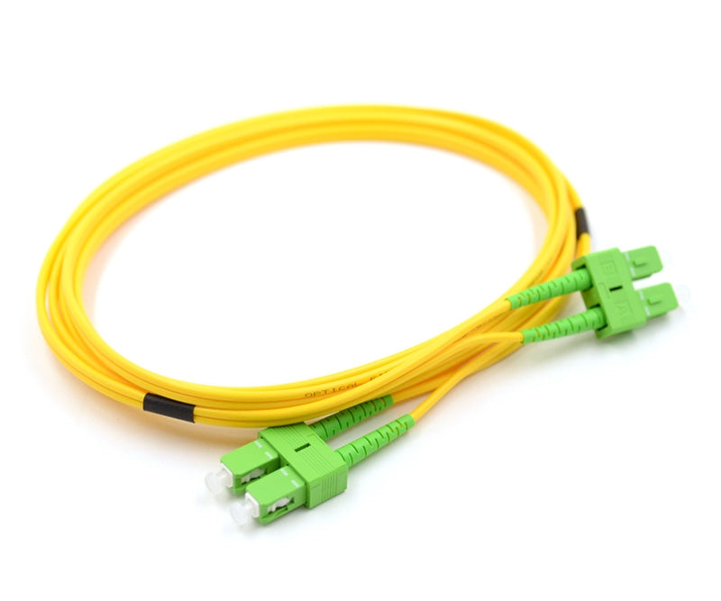 SC APC to SC APC Duplex OS2 Single Mode PVC (OFNR) 2.0mm Fiber Optic Patch Cable