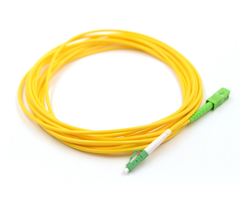 LC APC to SC APC Simplex OS2 Single Mode PVC (OFNR) 2.0mm Fiber Optic Patch Cable