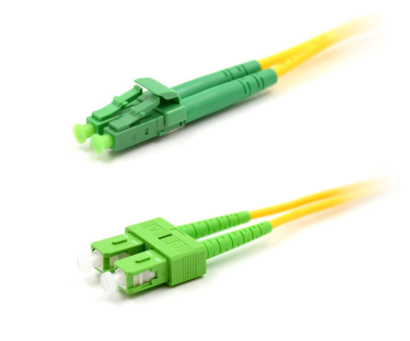 LC APC to SC APC Duplex OS2 Single Mode PVC (OFNR) 2.0mm Fiber Optic Patch Cable