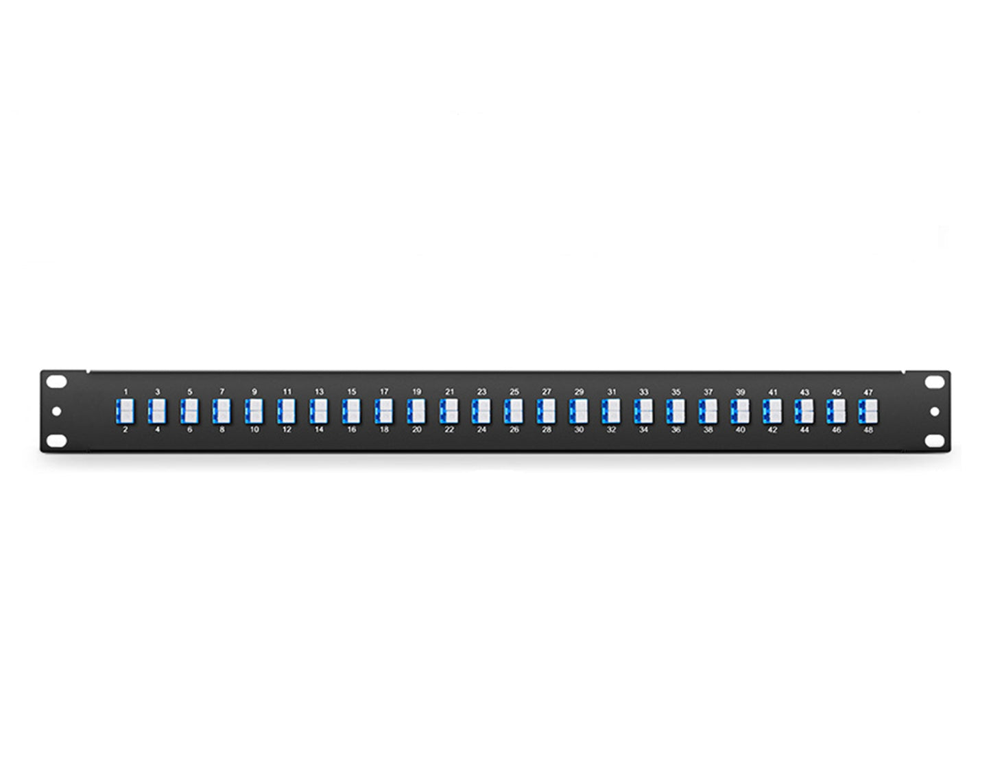 HD1U 19'' Fiber Adapter Panel, 48 Fibers OS2 Single Mode, 24x LC UPC Duplex (Blue) Adapter, Ceramic Sleeve