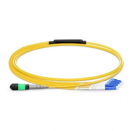 MTP Female to 6 LC UPC Duplex 12 Fibers LSZH OS2 9/125 Single Mode Elite Breakout Cable, Yellow